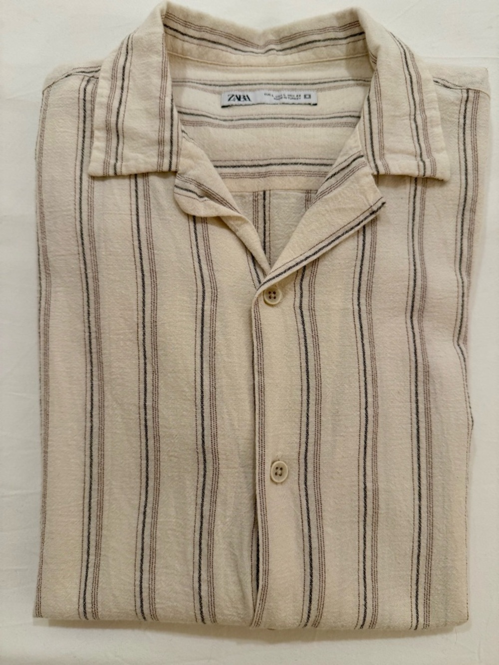 Zara Man Striped Short Sleeve Shirt | Size L